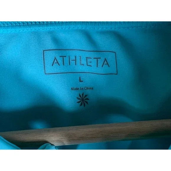 Athleta Swim Dress Rash Guard NWT Turquoise Cover Up UPF 50+ Ruched L - Picture 3 of 8